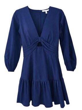 10 Crosby Derek Lam Navy V-Neck Knot Front Mini Dress